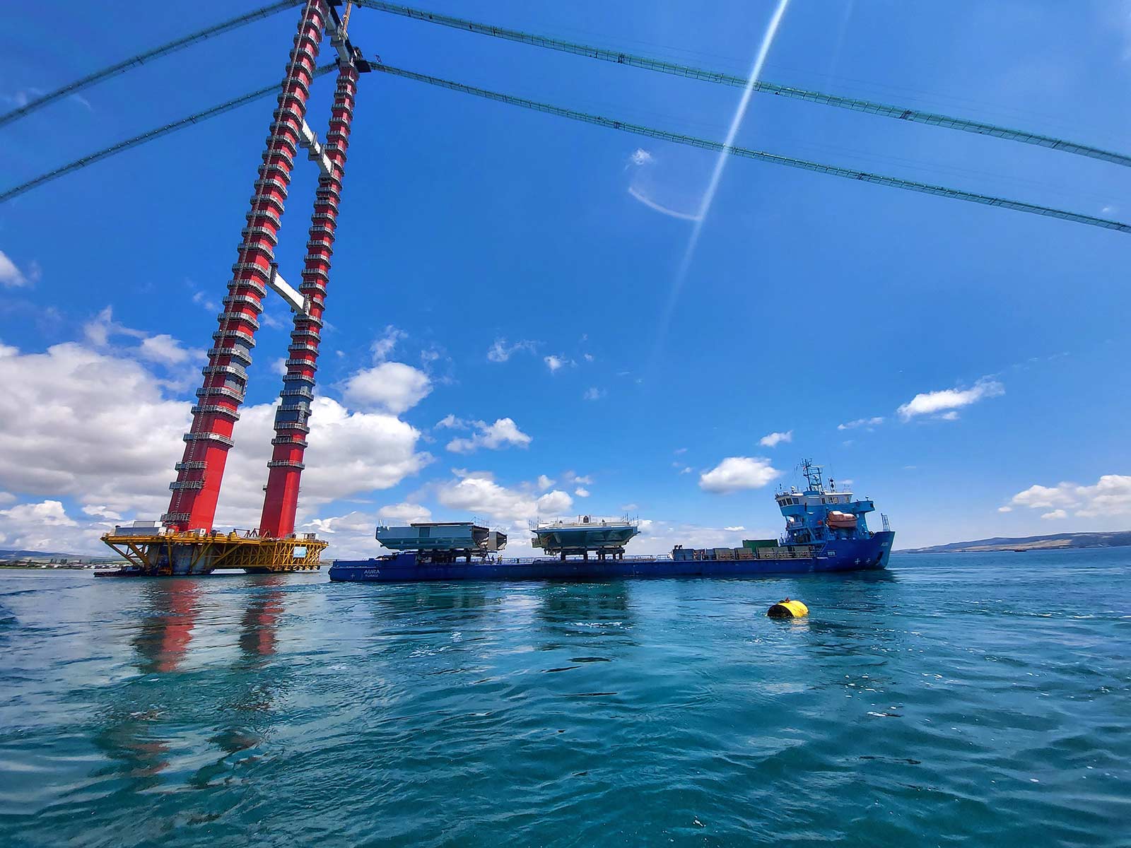 M/V Aura involved in the building of the world’s longest suspension bridge in Turkey